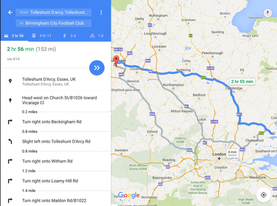 google maps to and from