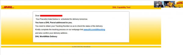 DHL phishing email