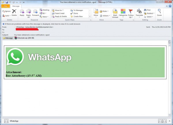 Comdo WhatsApp phishing grab