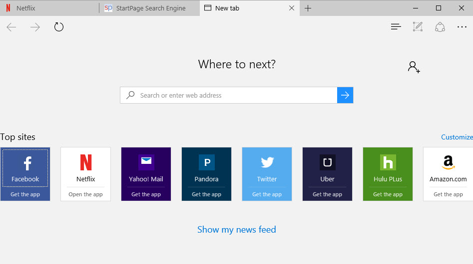 microsoft edge top sites