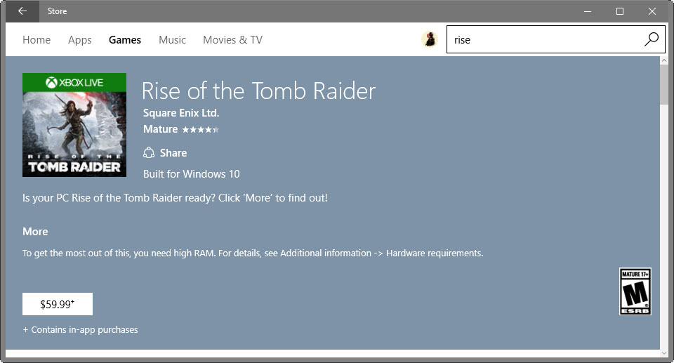 Beware! Windows Store games have serious limitations