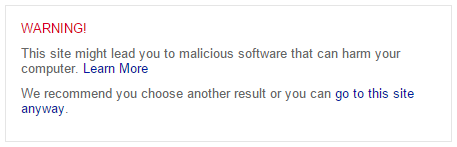 Bing Warning Malware