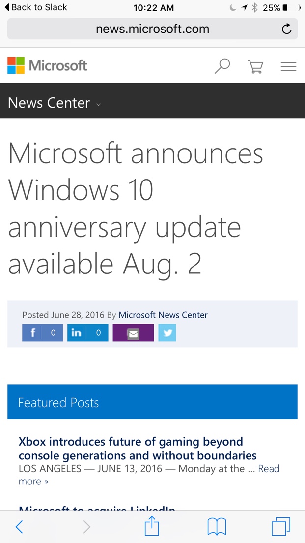 Early win 10 announcement