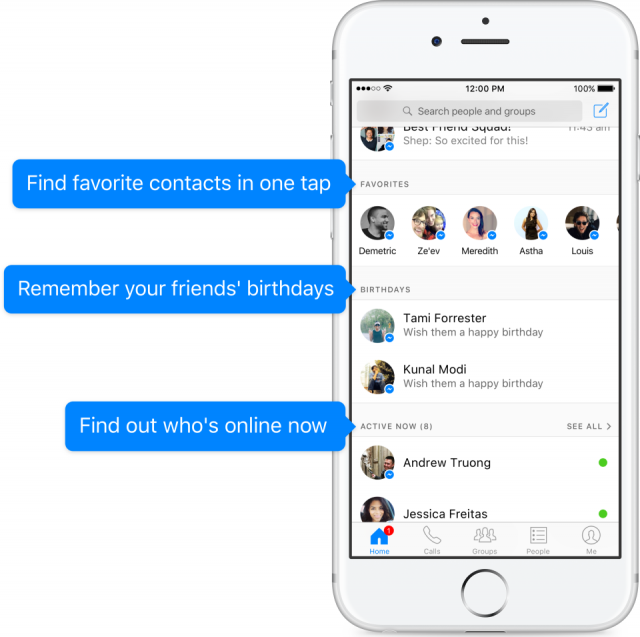 Facebook Messenger new sections features social