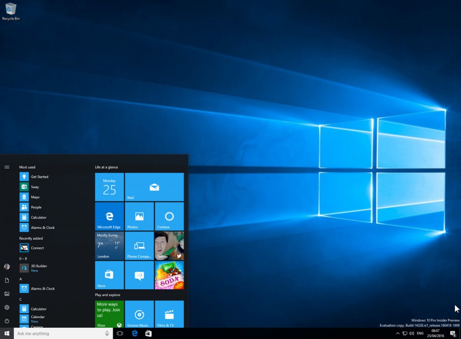 windows 10 anniversary update start menu revert