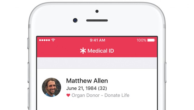 Apple iOS 10 iPhone organ donor