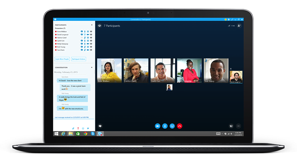 the skype for business app will appear