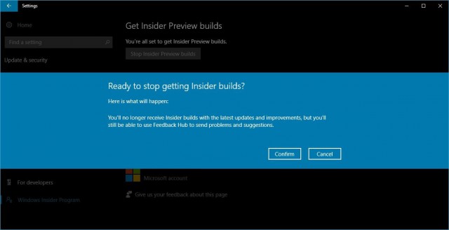 Stop receiving Insider Preview builds 3