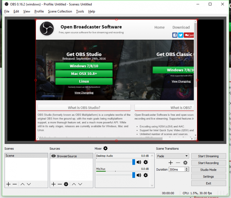 how to use obs studio to record games