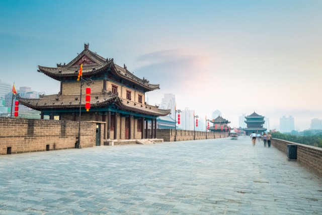 China - Xian City Wall Ancient Tower Dusk