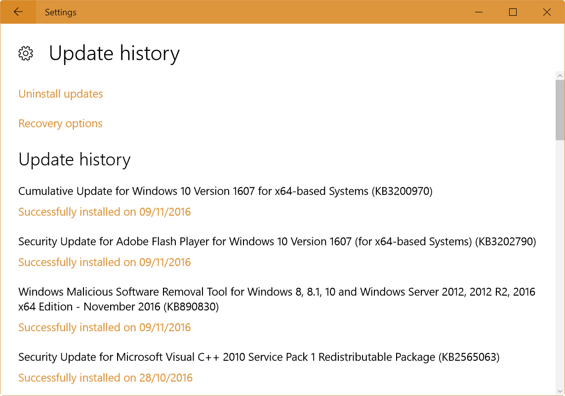 microsoft windows update history