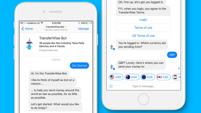 TransferWise Facebook Messenger bot