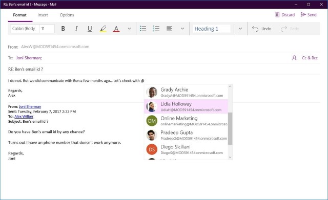 how to show focused inbox in windows 10 mail app