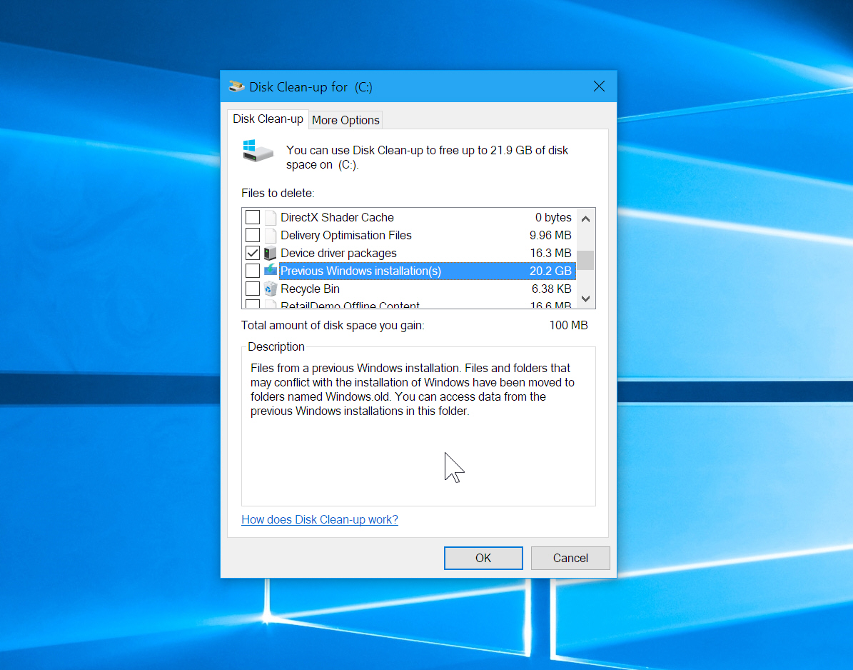 windows disk cleanup