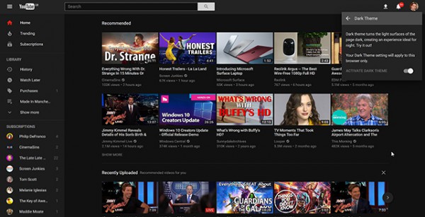 How to activate YouTube's new Dark Theme and more