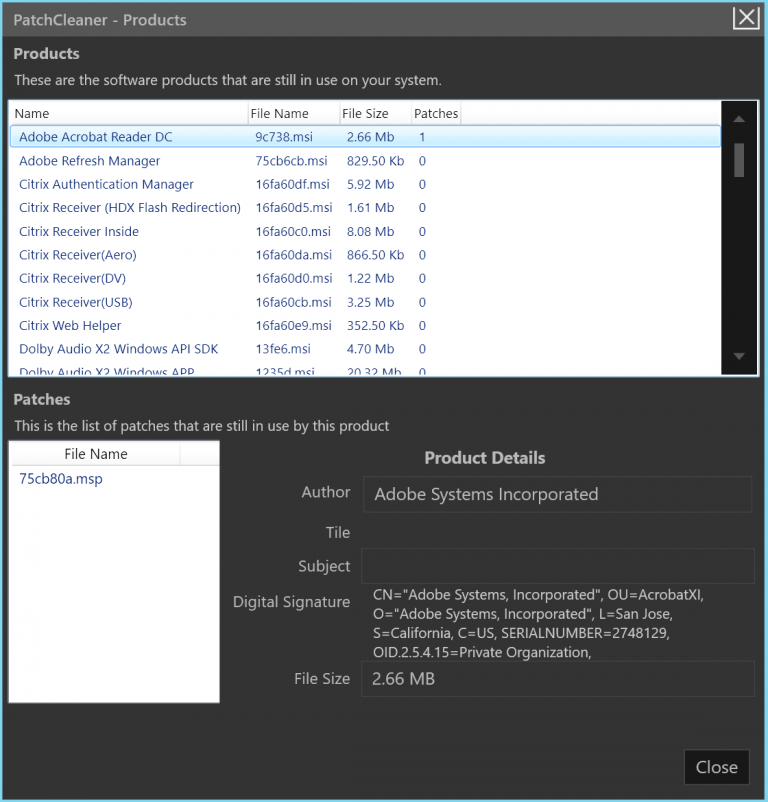 Safely clean your Windows Installer folder with PatchCleaner