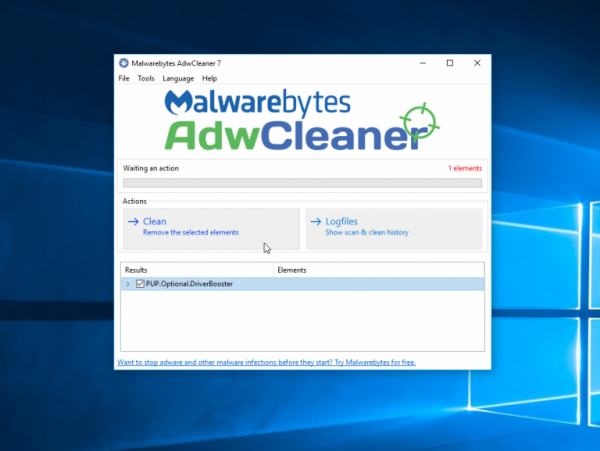 malwarebytes adwcleaner clean or debug