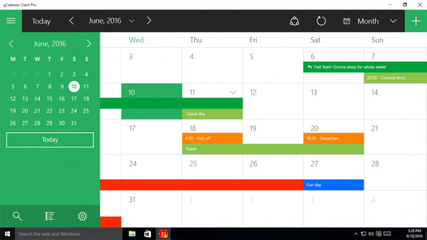 google calendar app windows 10