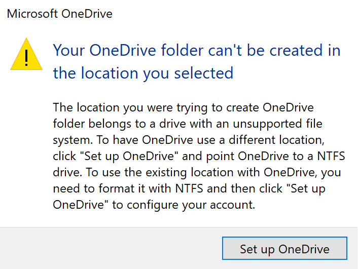 onedrive no ntfs