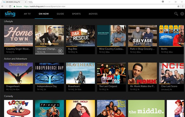 cast sling tv app windows 10