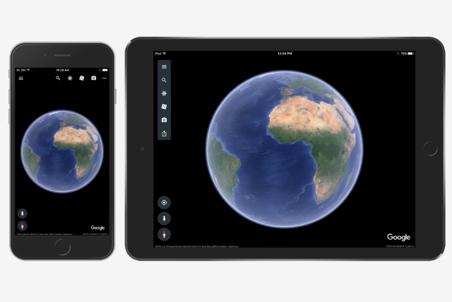 google earth controls 3d views by phone