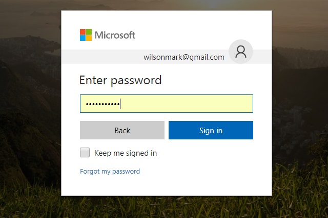 microsoft account sign in change password