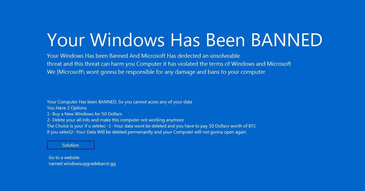 'Your Windows Has Been Banned' malware makes an unwelcome ...