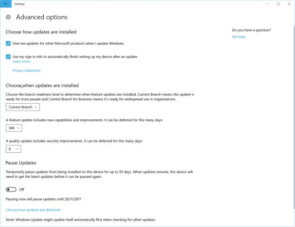 how to enable settings in windows 10