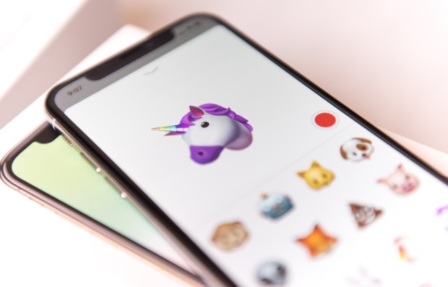 iPhone X with unicorn animoji