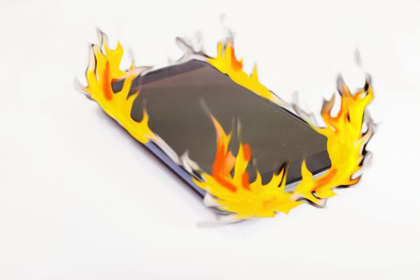 Smartphone in flames