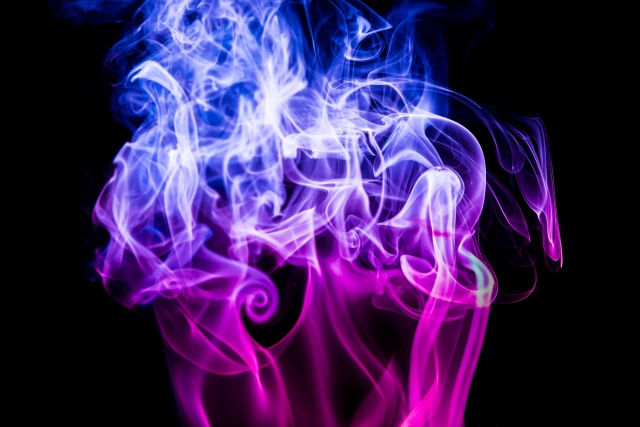 Blue and purple smoke