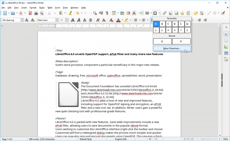 libreoffice writer window