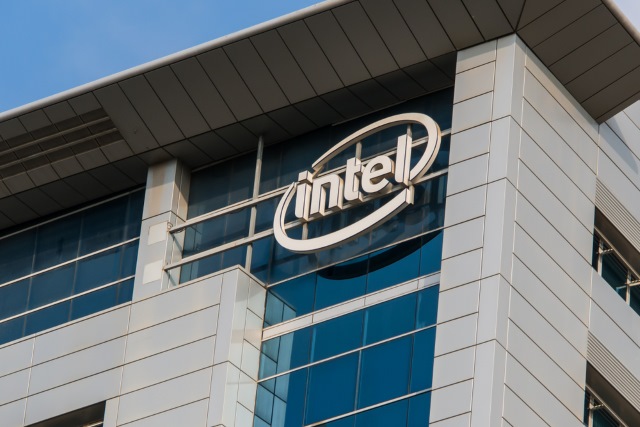 Intel logo on a building