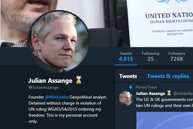 Julian Assange Twitter account
