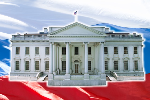 White House on Russian flag