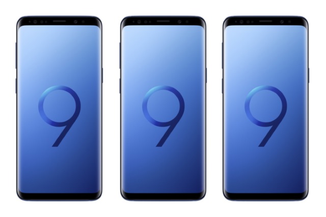 Three Samsung Galaxy S9 phones