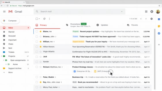 Gmail redesign 2018