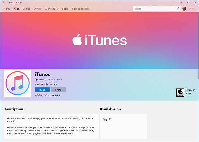 download itunes app for windows 10