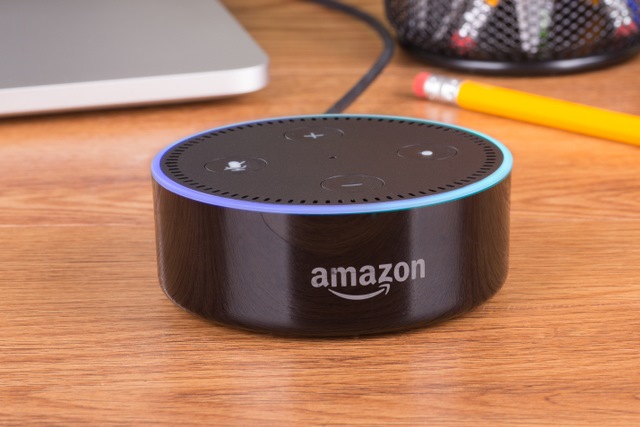 Amazon Echo Dot on a desk