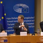 Mark Zuckerberg in front of European Parliament