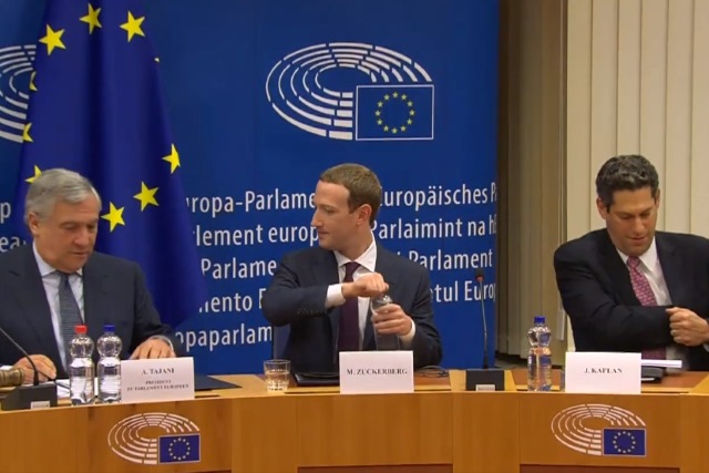 Mark Zuckerberg in front of European Parliament