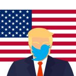 Donald Trump, Twitter face and US flag