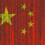 Chinese flag with Matrix code