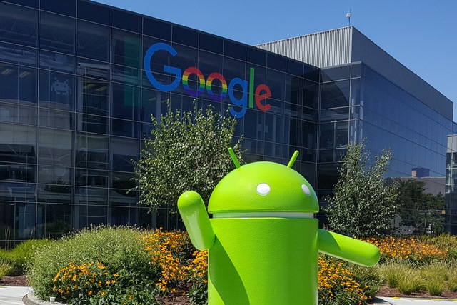 Google-Logo und Android-Kopf