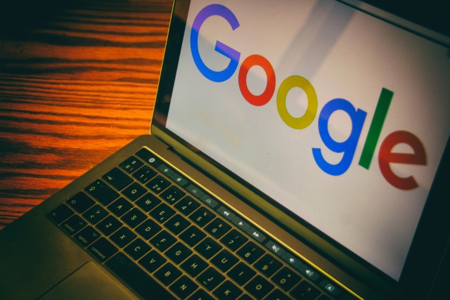 Google logo on laptop