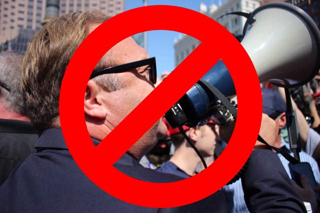 Alex Jones with a megaphone