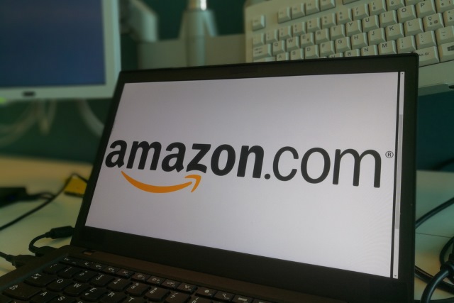 Amazon logo on laptop
