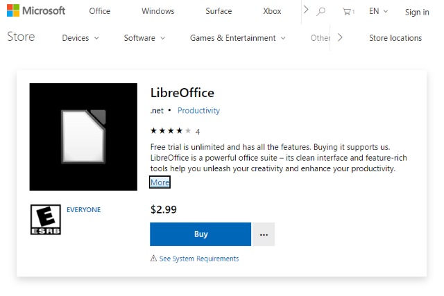 LibreOffice Microsoft Store