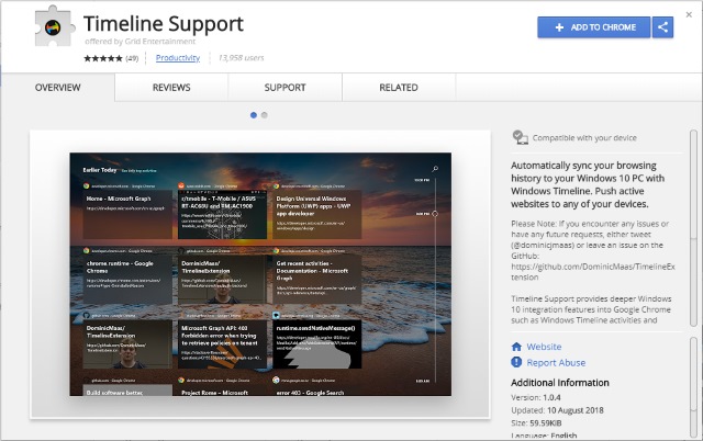 Timeline Support extension