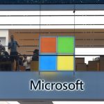 Microsoft glass building logo